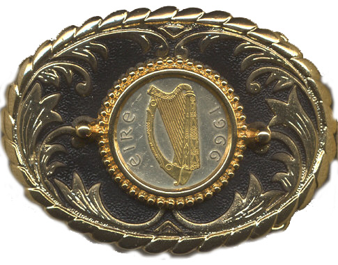 Irish Harp Coin Belt Buckle