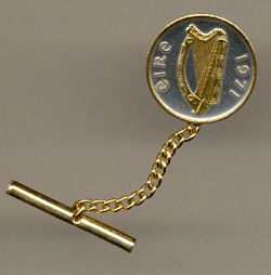 Irish Harp Coin Tie Tack