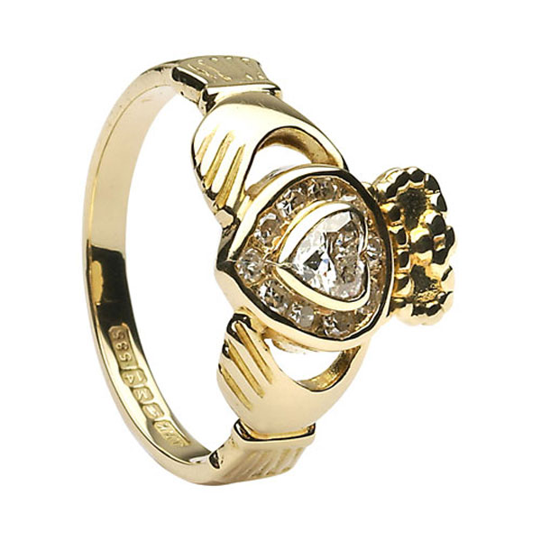 Claddagh Ring with Diamond Heart