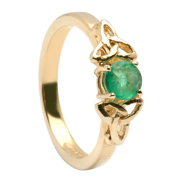 Emerald Trinity Engagement Ring All Yellow Band