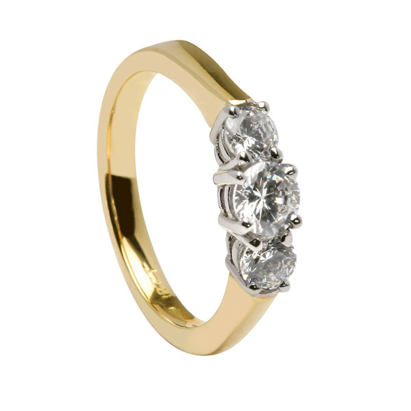 3 Stone Diamond Set Irish Engagement Ring