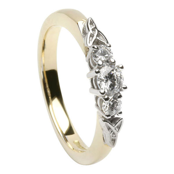 3 Stone Diamond Set Celtic Knot Engagement Ring