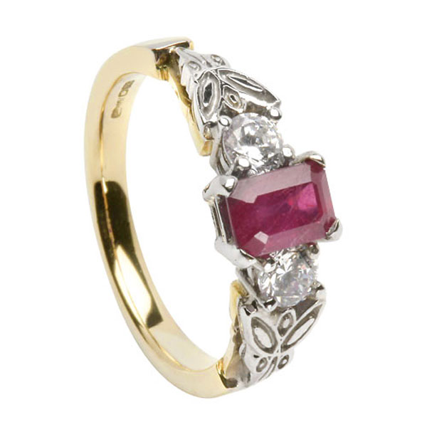 Ruby and Diamond Irish Engagement Ring