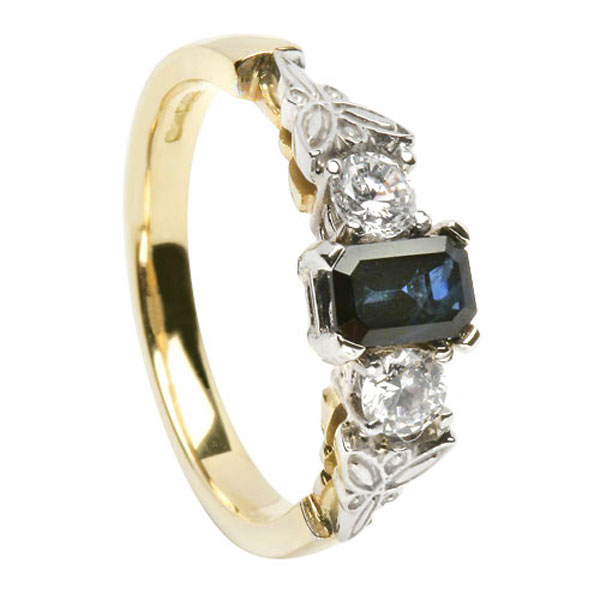 Sapphire and Diamond Irish Engagement Ring