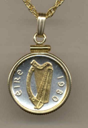 Irish 1/2 Penny Harp Necklace