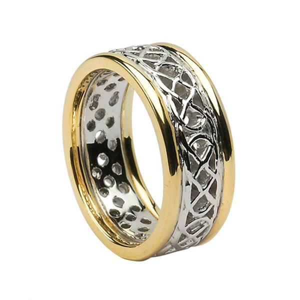 Pierced Knot Celtic Wedding Band Two Tone