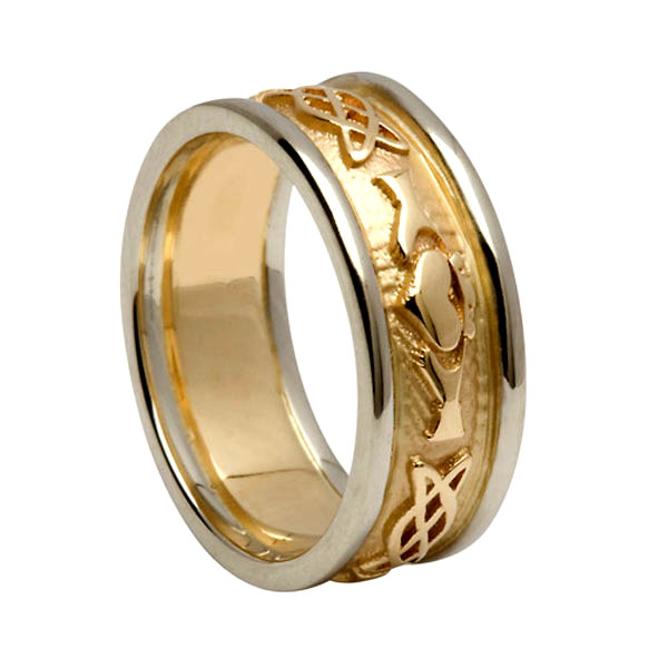 Claddagh Celtic Knot Two Tone Wedding Bands