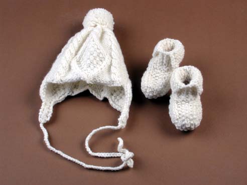 Alpaca Baby Booties and Hat